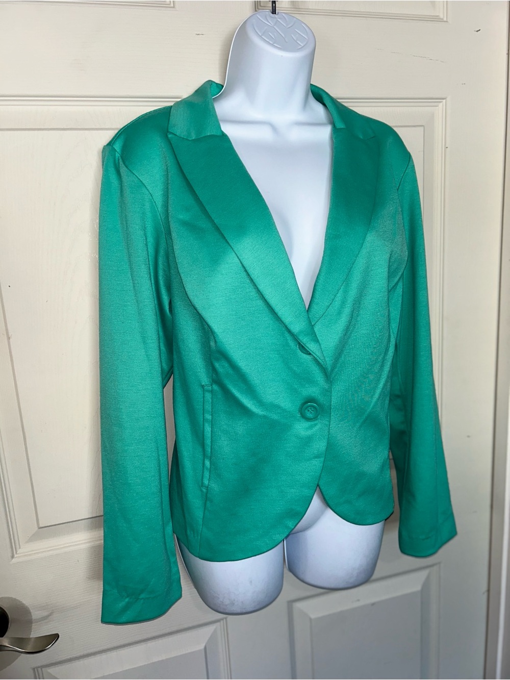 Women's Aqua Green Double-Button Blazer Jacket